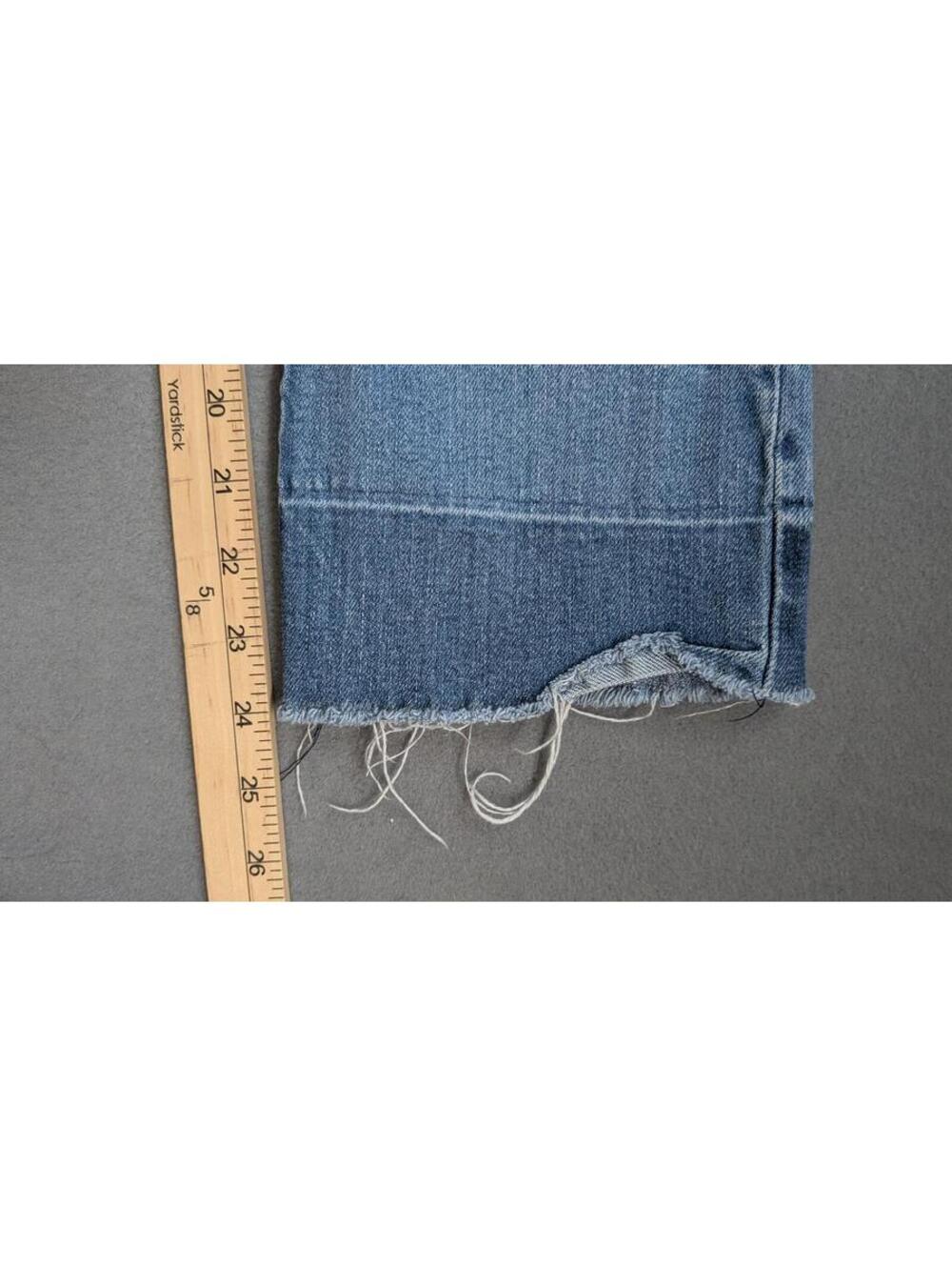 Pistola Jeans Womens 27 Blue Light Wash Straight Crop Frayed Raw Hem Denim - Picture 4 of 7